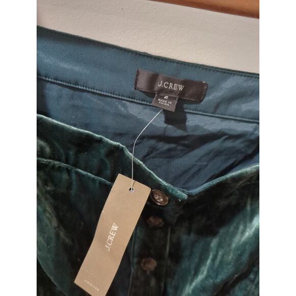 J Crew Puff Sleeve Green Velvet Dress NWT - Picture 3 of 5